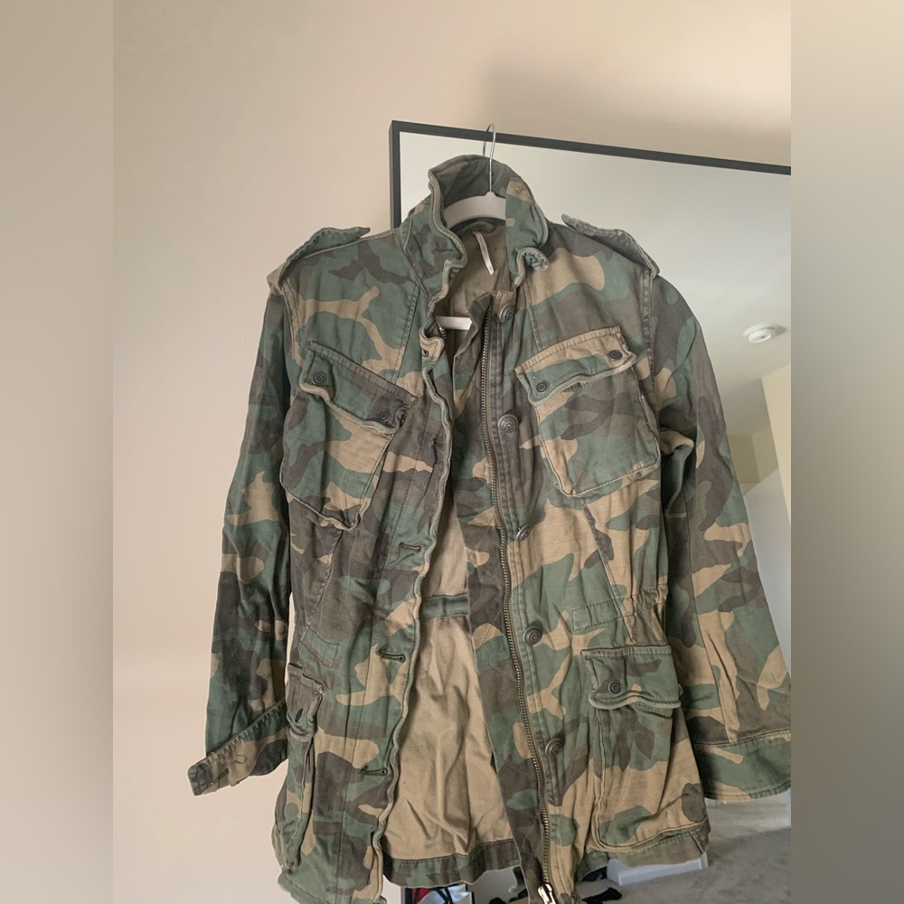 Free People Camouflage Military Jacket